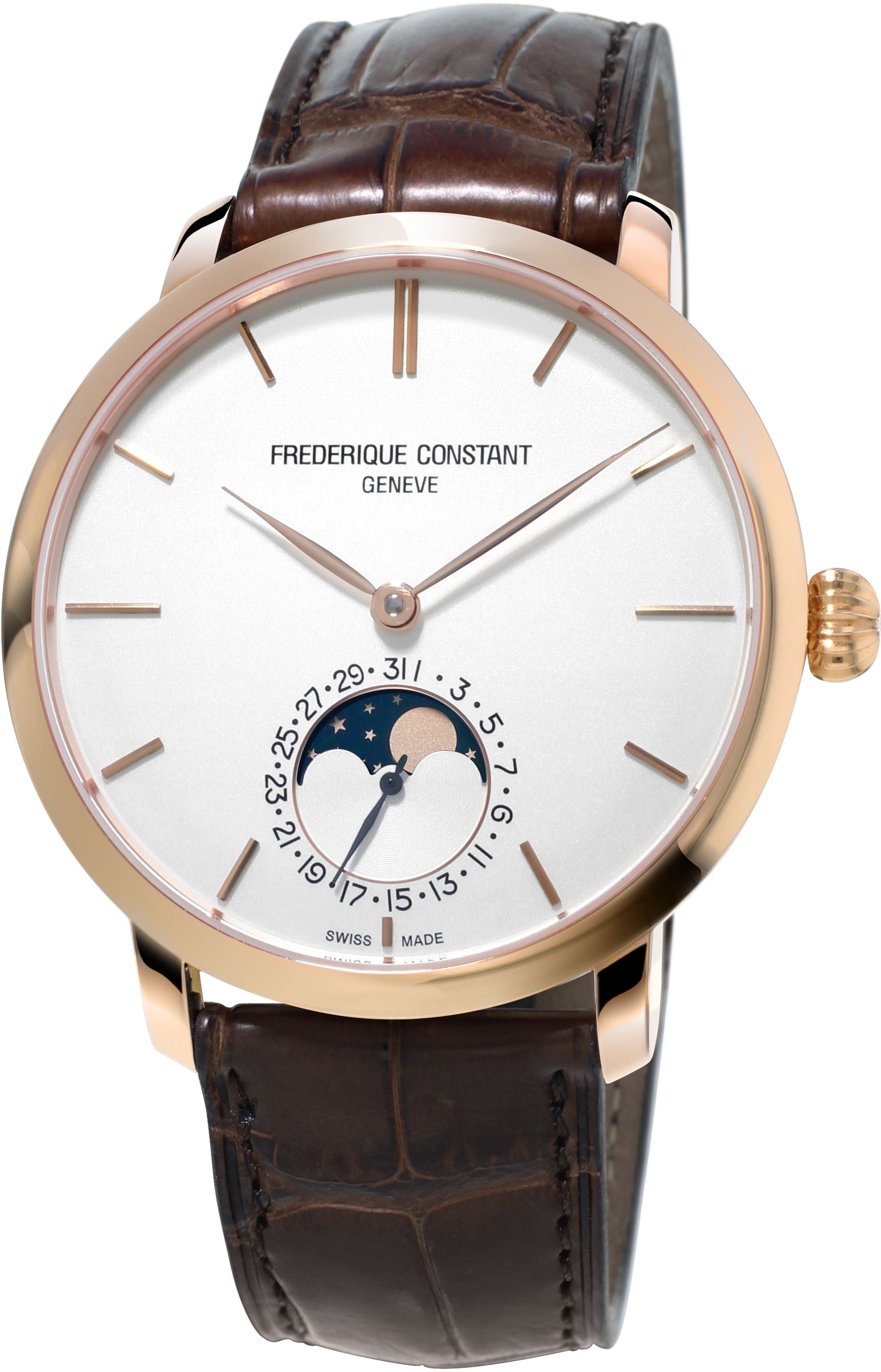 FREDERIQUE CONSTANT MENS STAINLESS STEEL Rose Gold-Tone Manufacture MANUFACTURE Genuine Alligator Strap