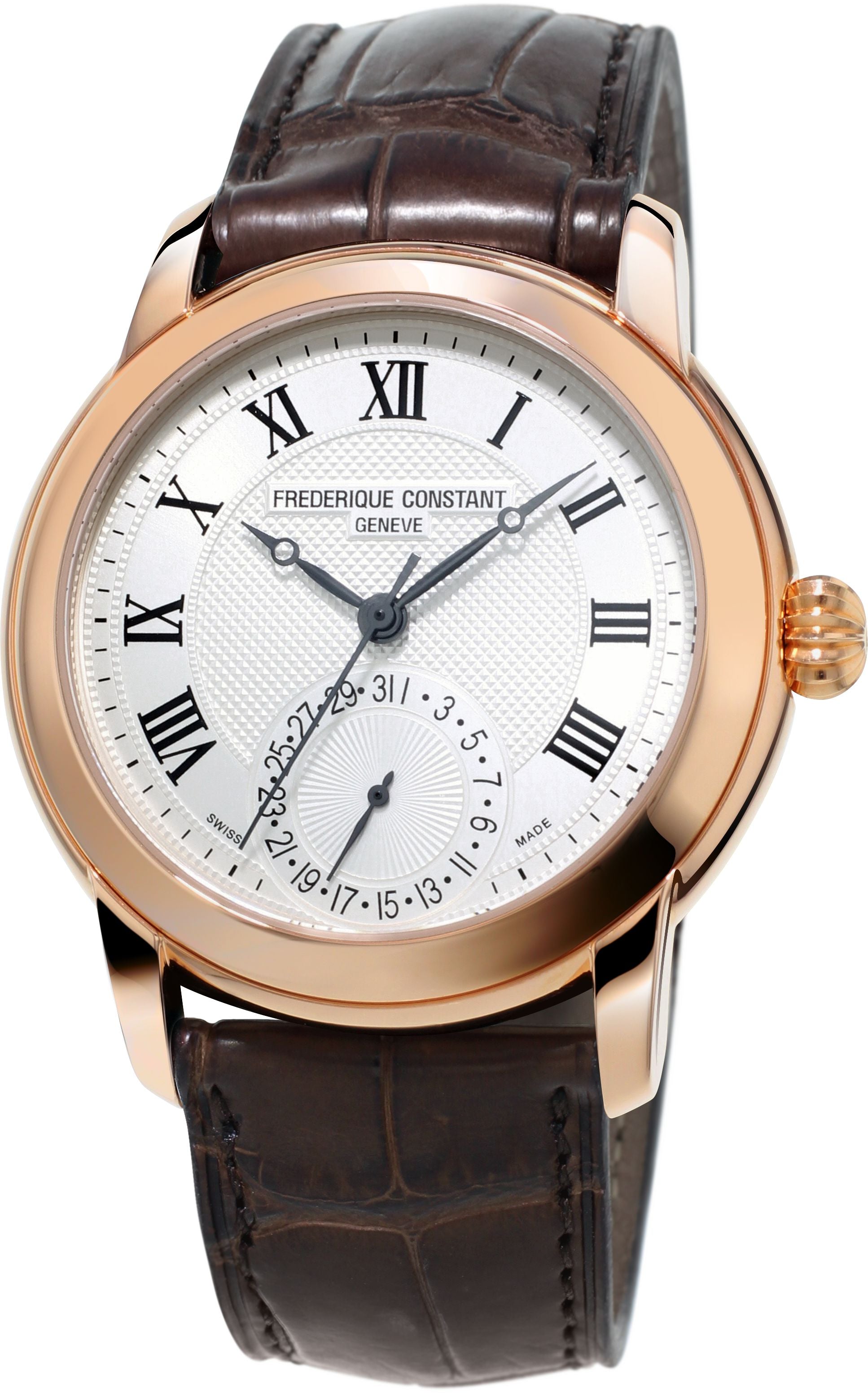 FREDERIQUE CONSTANT MENS STAINLESS STEEL Rose Gold-Tone Manufacture MANUFACTURE Leather Strap
