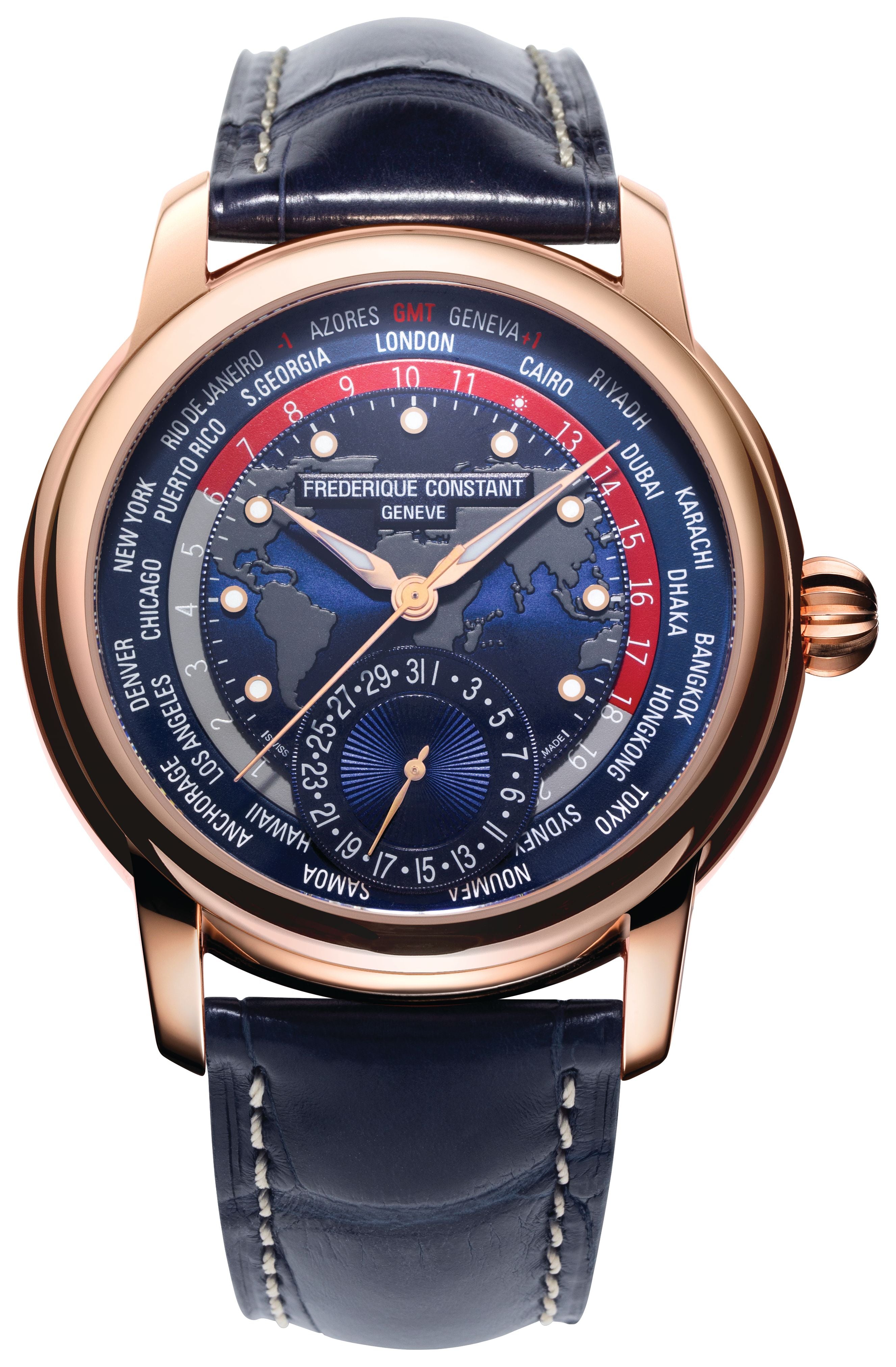 FREDERIQUE CONSTANT MENS 18 KARAT GOLD Rose Gold-Tone Manufacture MANUFACTURE Leather Strap