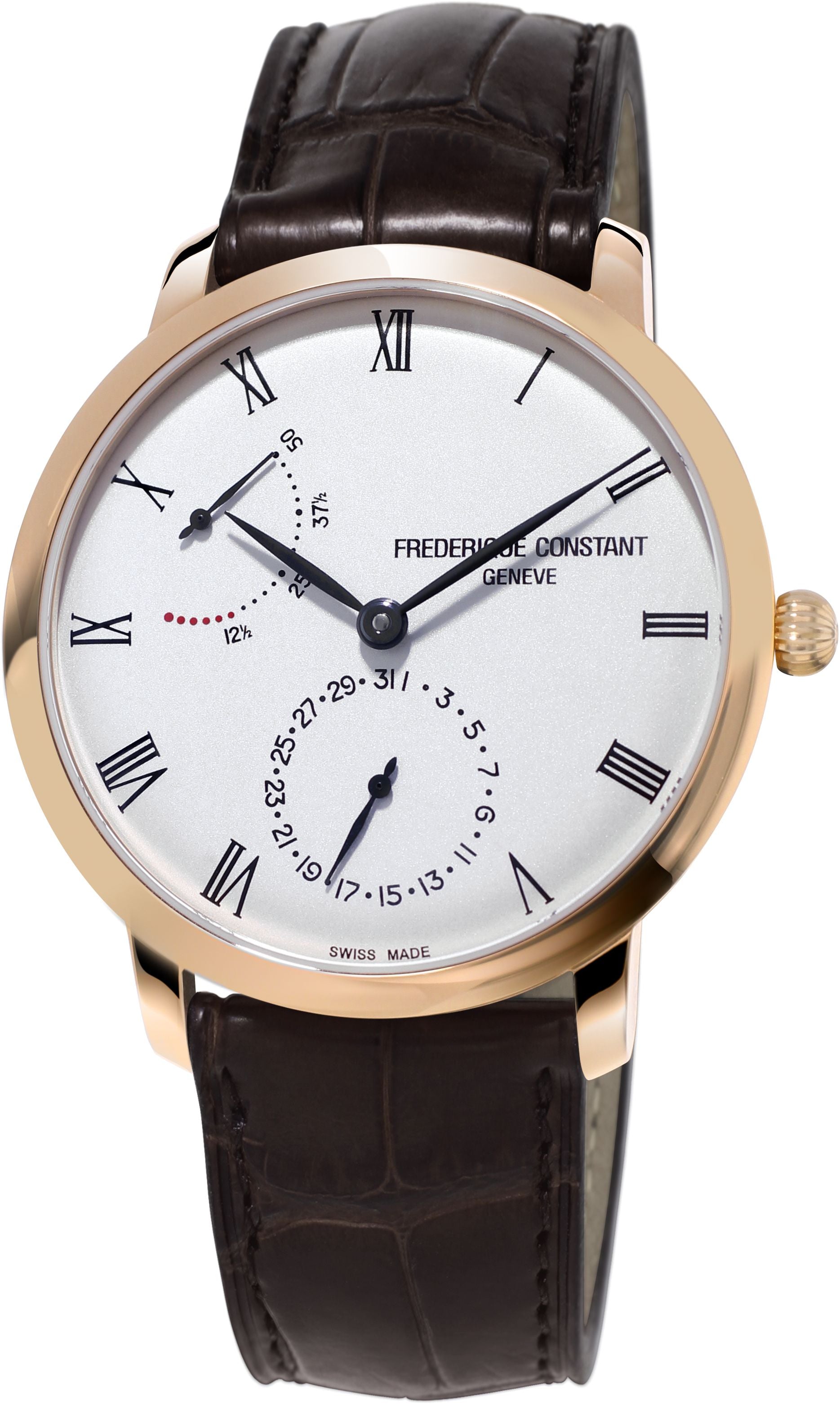 FREDERIQUE CONSTANT MENS STAINLESS STEEL Rose Gold-Tone Manufacture MANUFACTURE Alligator Strap