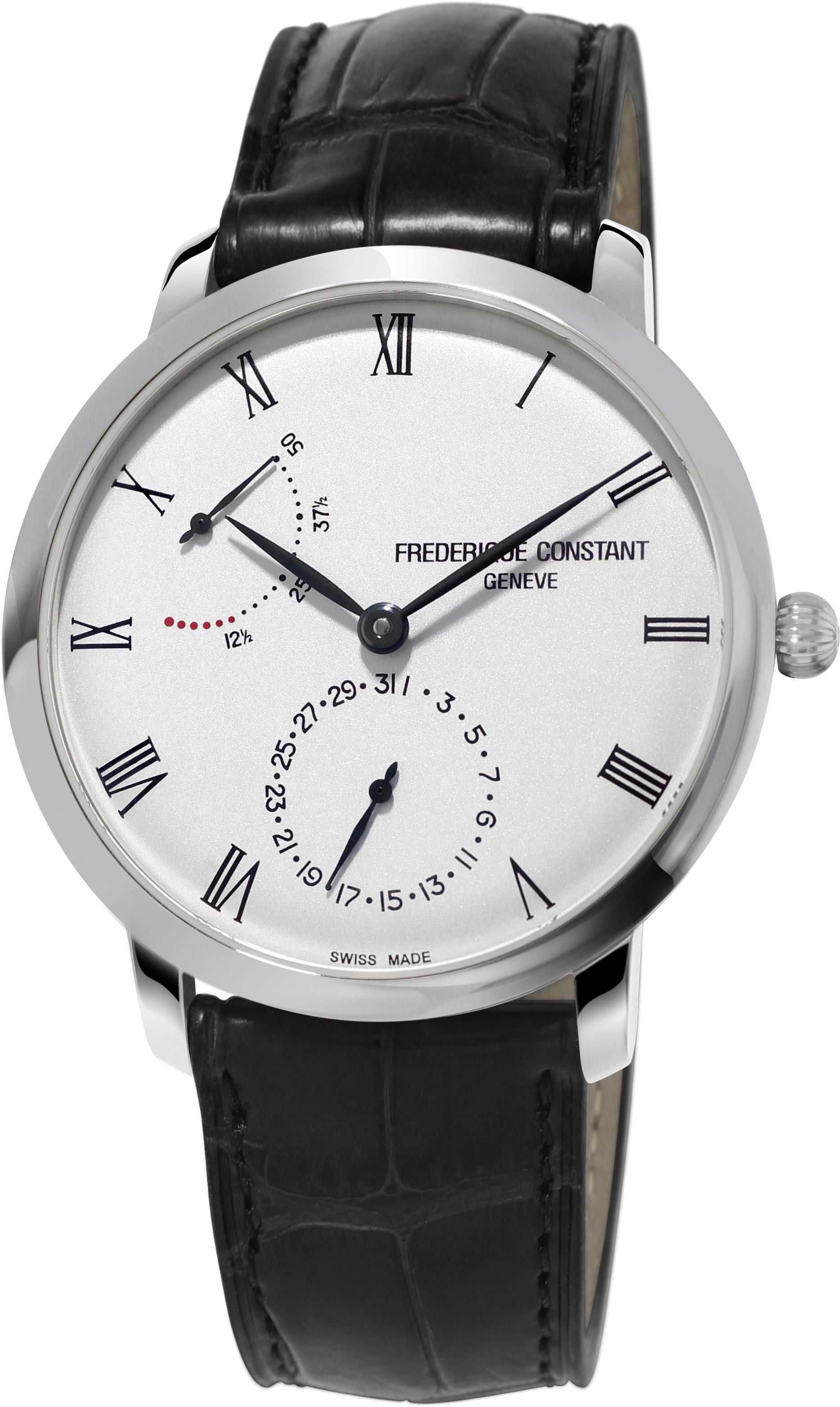 FREDERIQUE CONSTANT MENS STAINLESS STEEL Silver-Tone Manufacture MANUFACTURE Alligator Strap