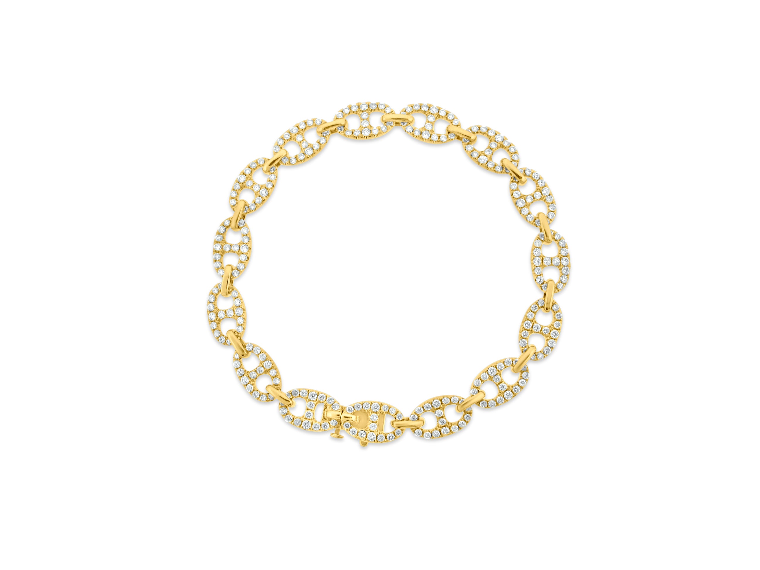 MULLOYS PRIVE'14K YELLOW GOLD 3.25CT SI1-2 CLARITY G-H COLOR  DIAMOND LINK BRACELET