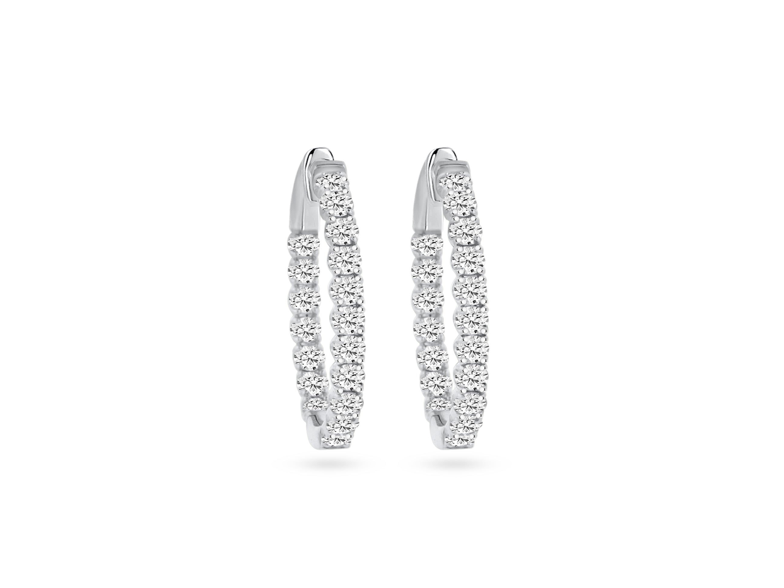 MULLOYS PRIVE'14K WHITE GOLD 2.00CT SI1-2 CLARITY AND G-H COLOR DIAMOND INSIDE OUT HOOPS