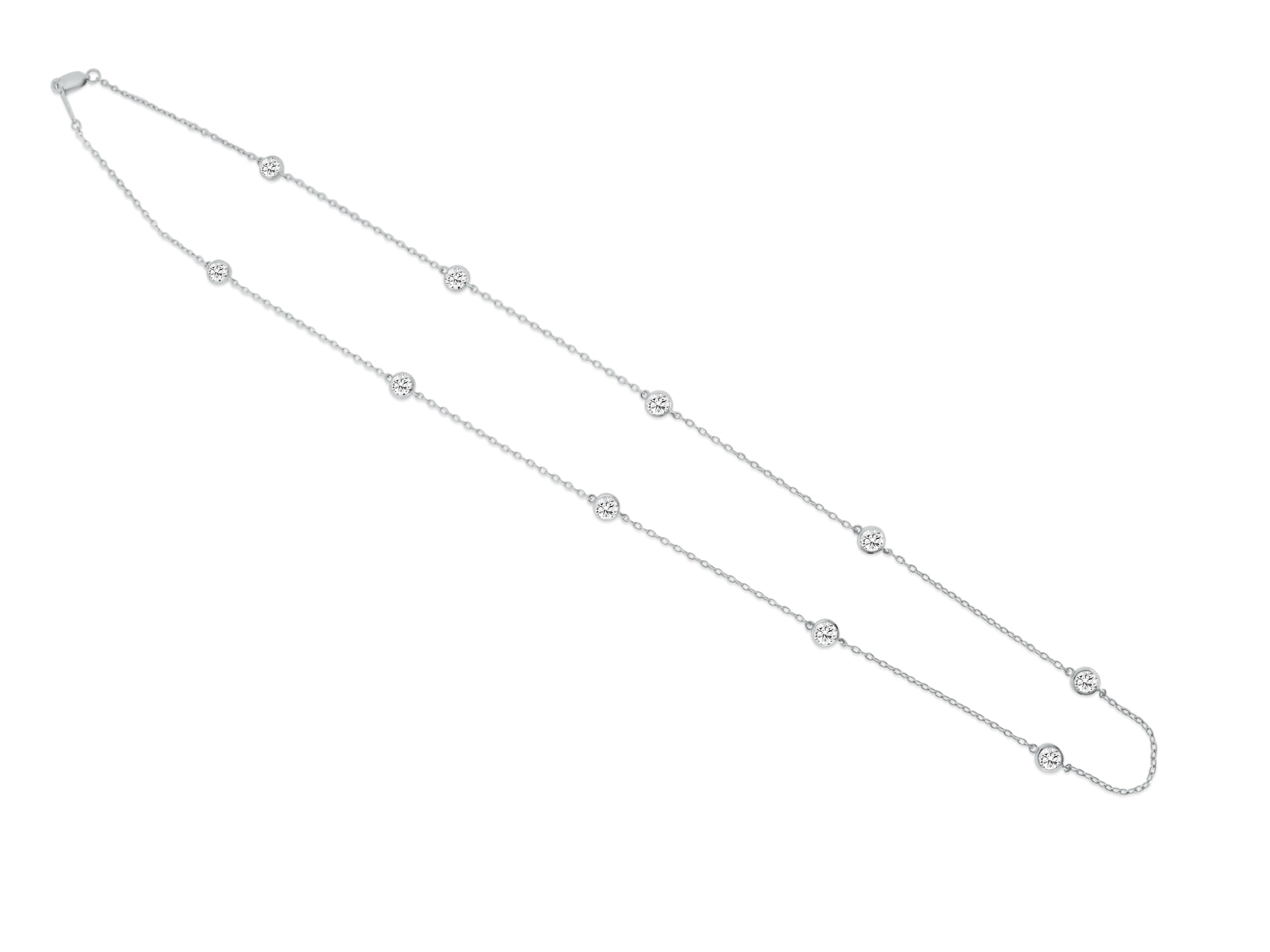 MULLOYS PRIVE'14K WHITE GOLD  2.06CT SI1-2 CLARITY G-H COLOR DIAMOND BY YARD NECKLACE 16/18/20 INCH ADJUSTABLE LENGTHS