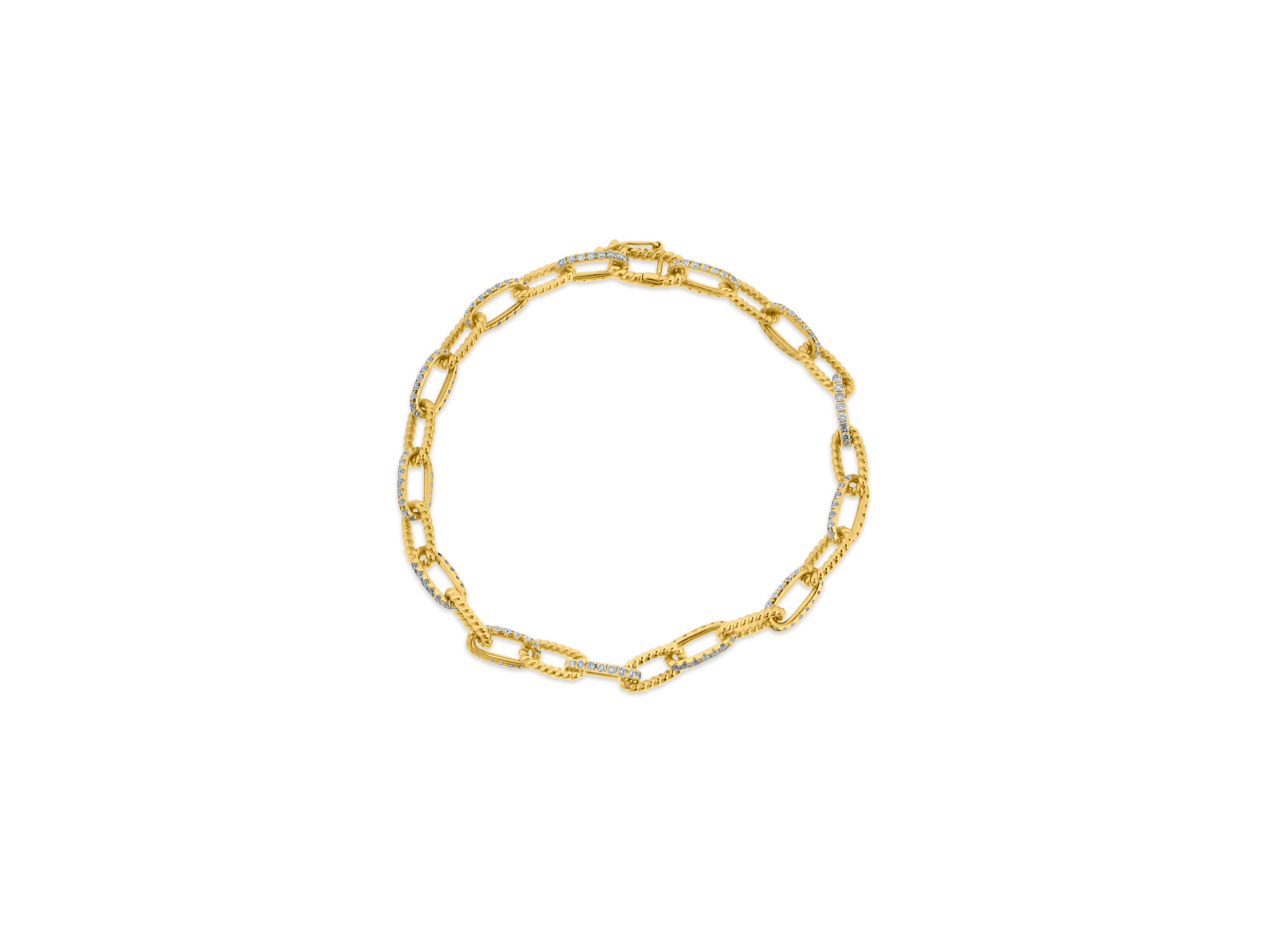 MULLOYS PRIVE'14K YELLOW GOLD 1.68CT SI1-2 CLARITY G-H COLOR DIAMOND ROPE LINK BRACELET