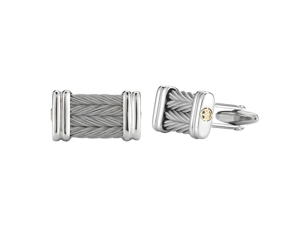 Alor Grey cable 4 row 3.0mm, 18 karat Yellow Gold and stainless steel. Imported.