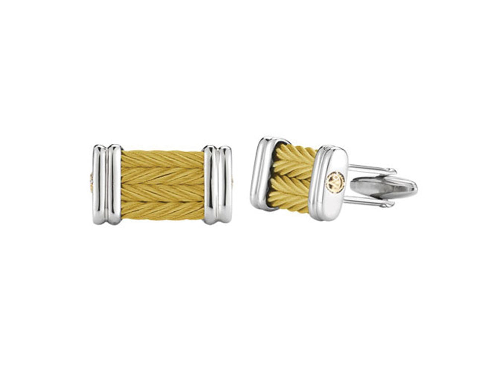 Alor Yellow cable 4 row 3.0mm, 18 karat Yellow Gold and stainless steel. Imported.