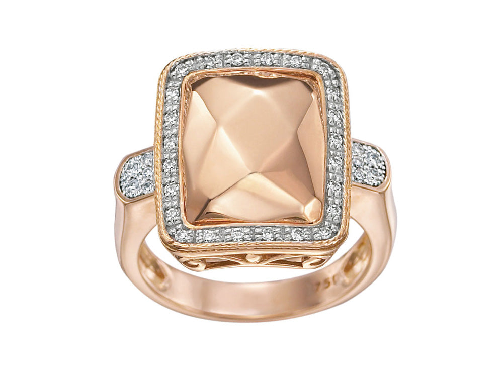 Alor 18 karat faceted Rose Gold and 0.17 total carat weight Diamonds. Imported.