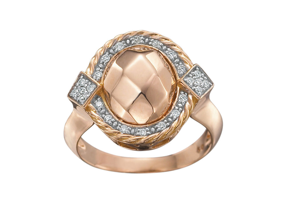 Alor 18 karat faceted Rose Gold and 0.12 total carat weight Diamonds. Imported.