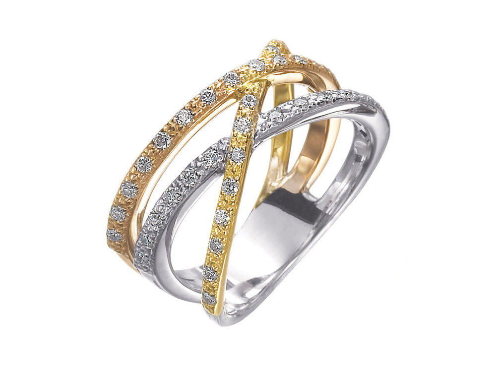 Alor 18 karat White Gold, Yellow Gold and Rose Gold and Diamonds 0.35 total carat weight. Imported.