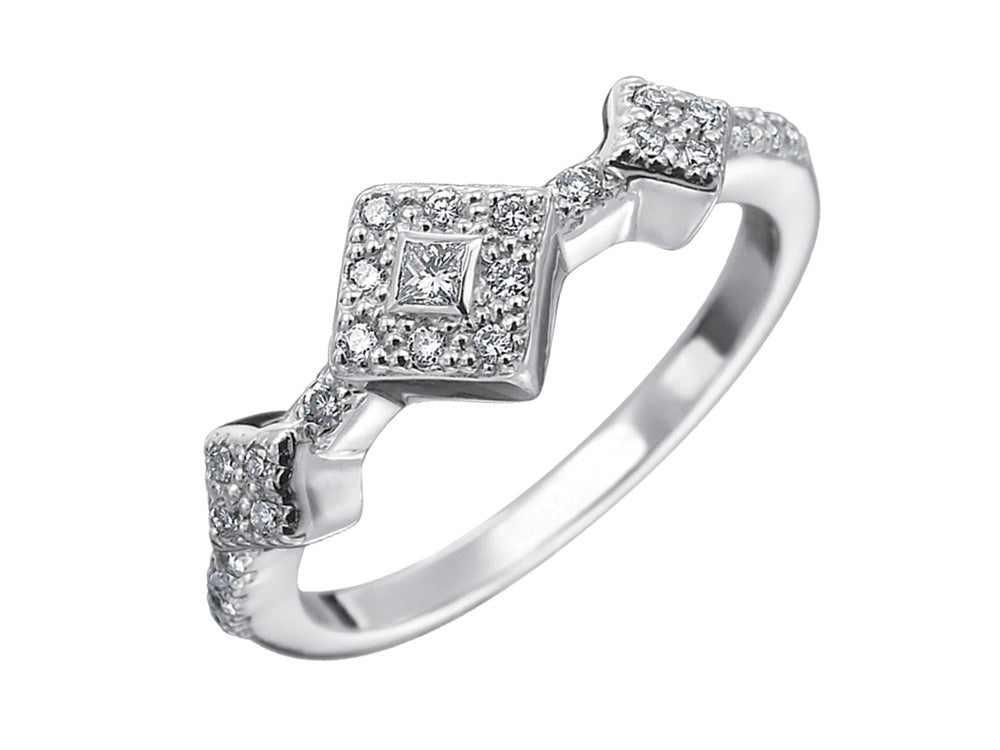 Alor 18 karat white gold and diamonds 0.19 total carat weight. Imported.
