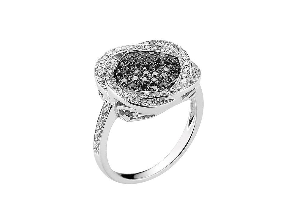 Alor 18 karat White Gold with 0.37 total carat weight Black Diamonds and 0.33 total carat weight White Diamonds. Imported.