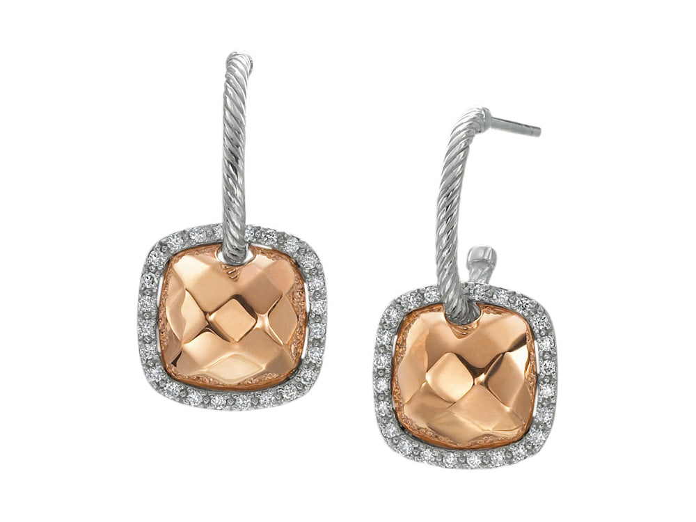 Alor 18 karat faceted Rose Gold and White Gold with 0.24 total carat weight Diamonds. Imported.
