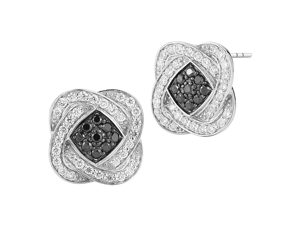 Alor 18 karat White Gold with 0.32 total carat weight White Diamonds and 0.18 total carat weight Black Diamonds. Imported.
