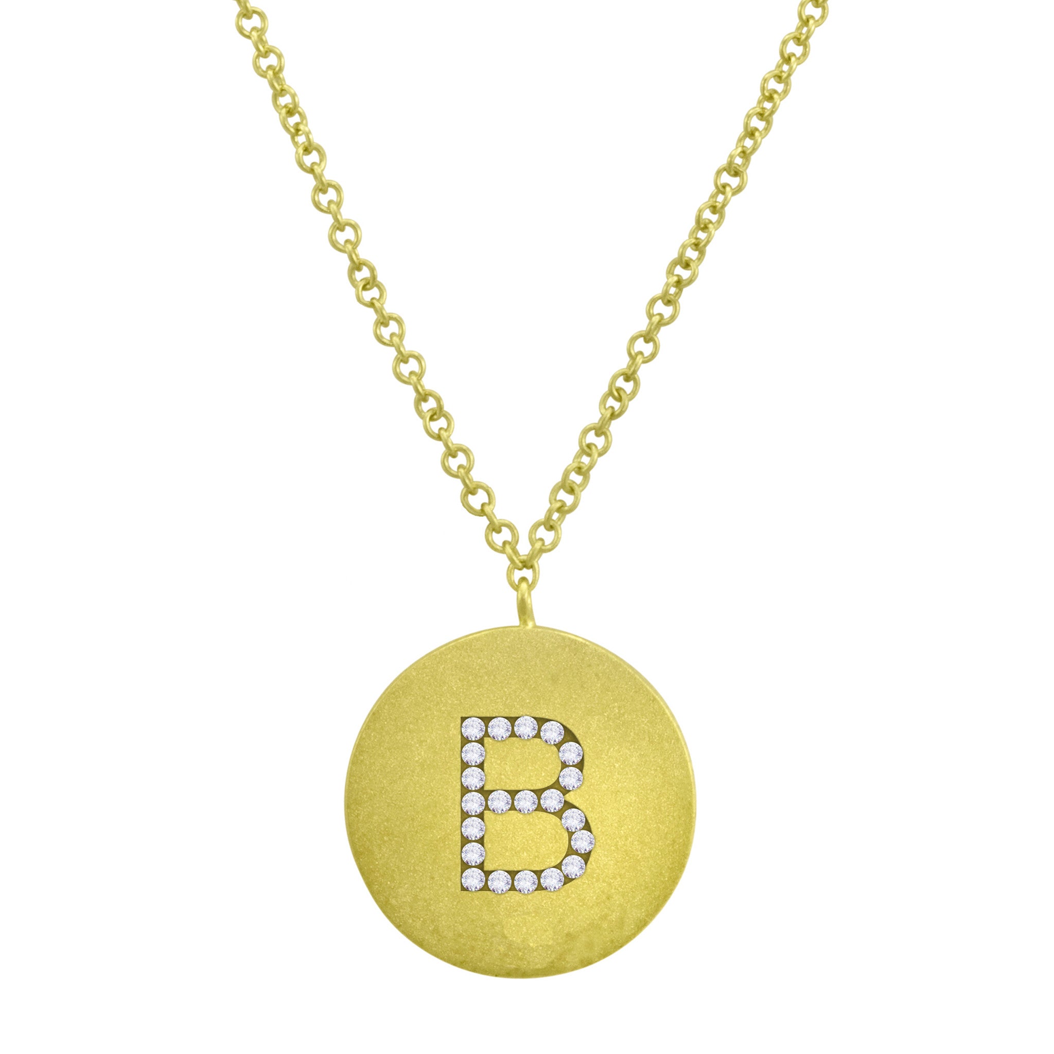Meira T 14k Yellow Gold Disc and Diamond Initial Necklace