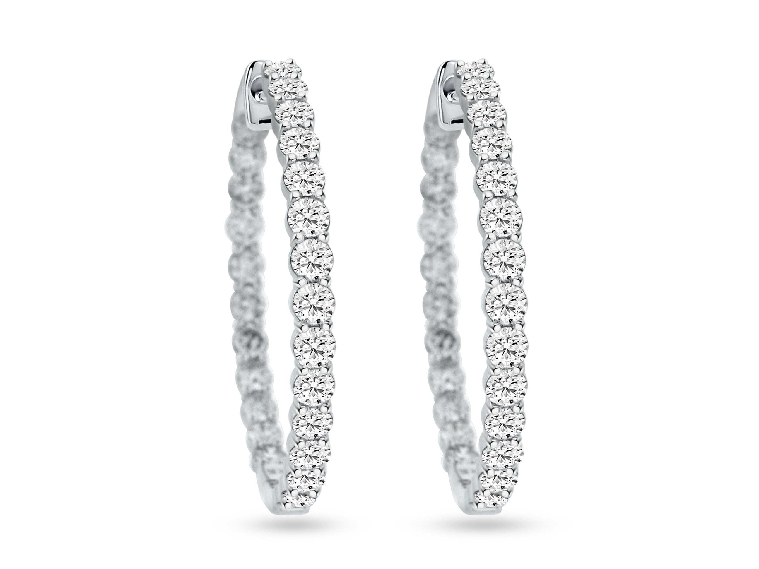 MULLOYS PRIVE'14K WHITE GOLD 7.95CT SI CLARITY G-H COLOR  DIAMOND HOOPS