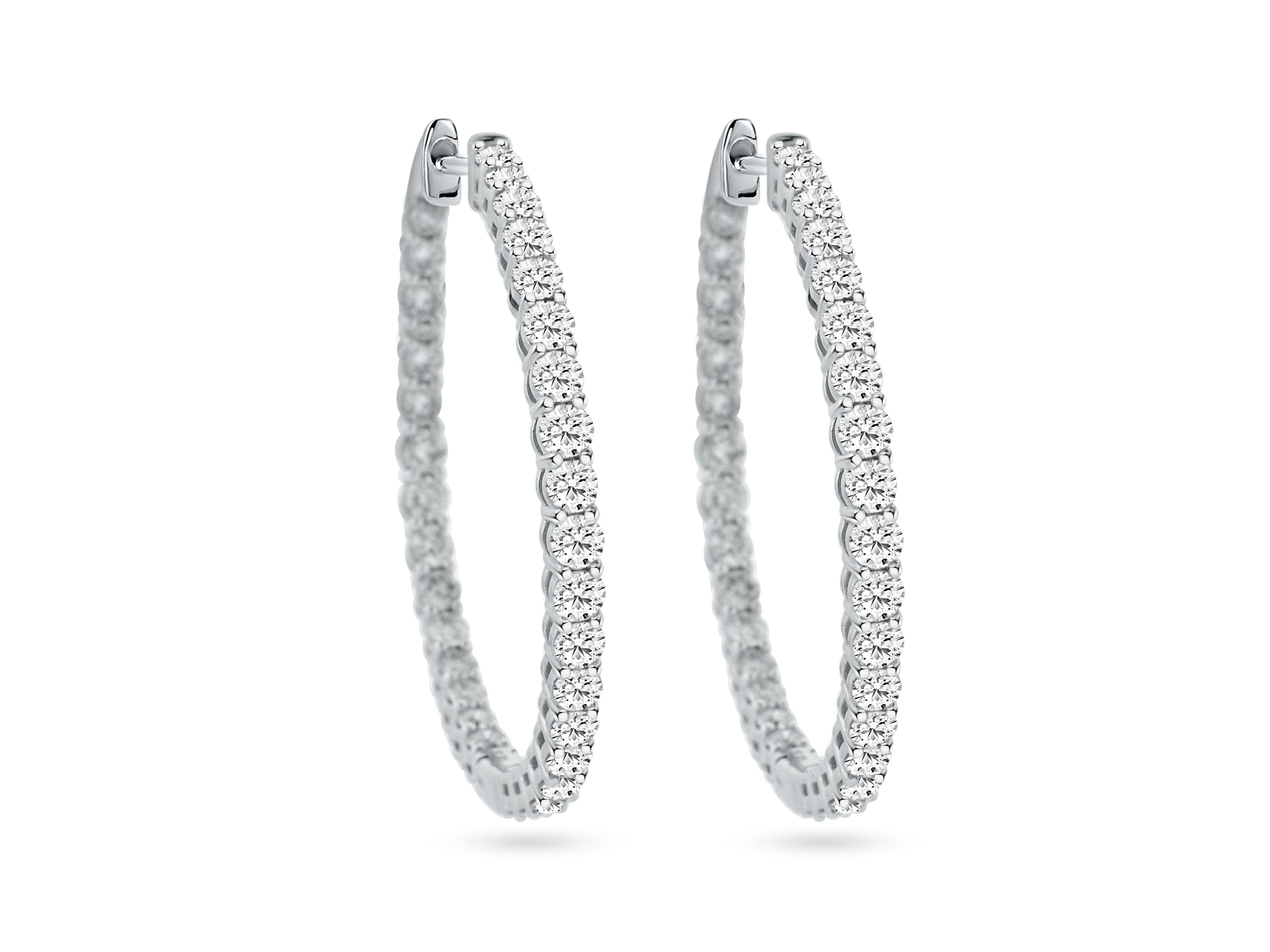 MULLOYS PRIVE'14K WHITE GOLD 4.95CT SI CLARITY G-H COLOR  DIAMOND HOOPS