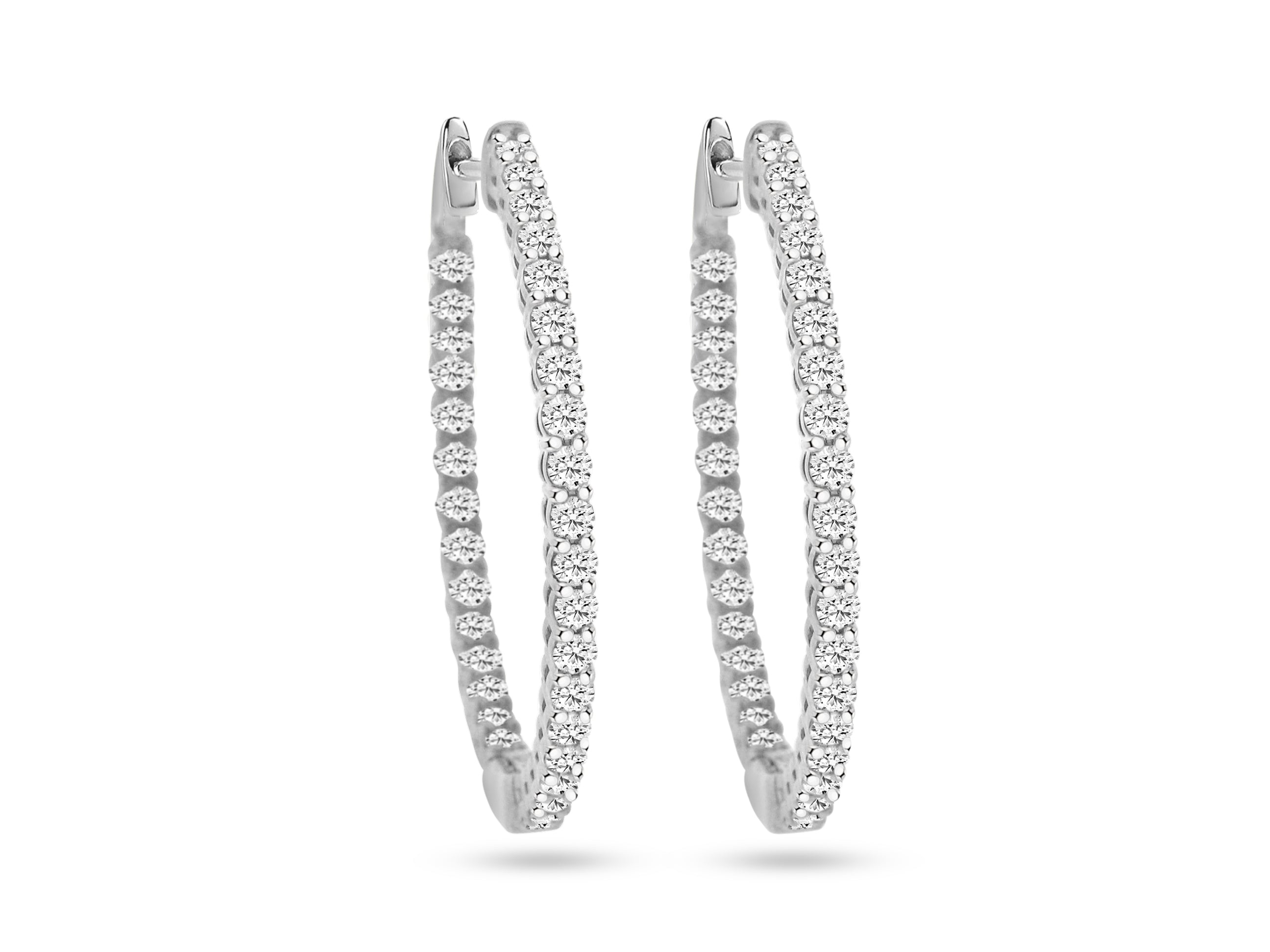 MULLOYS PRIVE'14K WHITE GOLD 2.99CT SI CLARITY G-H COLOR DIAMOND HOOPS