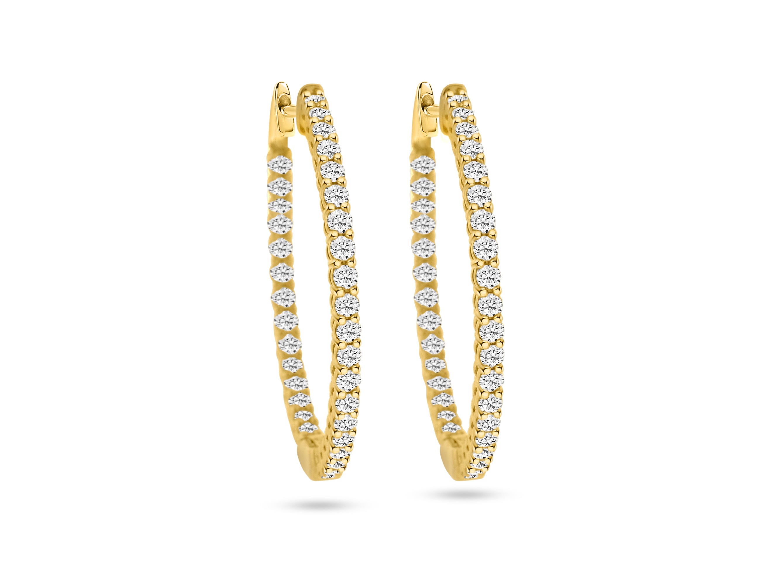 MULLOYS PRIVE'14K YELLOW GOLD 2.00CT SI1-2 CLARITY G-H COLOR DIAMOND HOOPS