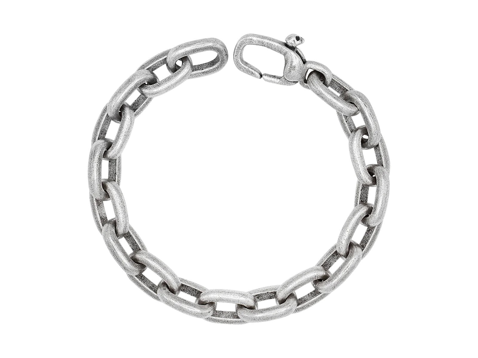 ARTISAN STERLING SILVER CHAIN BRACELET, OVAL LINKS, WITH NO STONE