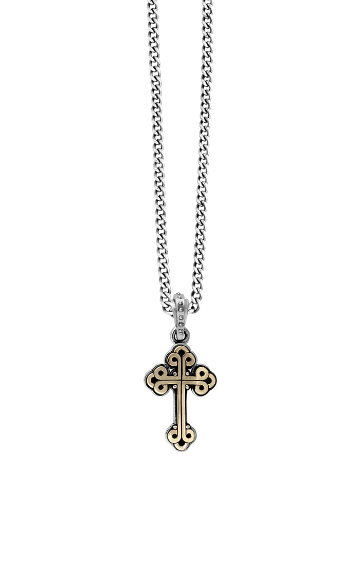 SMALL ALLOY TRADITIONAL CROSS IN SILVER FRAME PENDANT