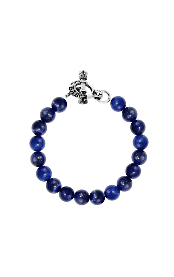 10MM LAPIS BRACELET WITH SILVER TOGGLE CLASP