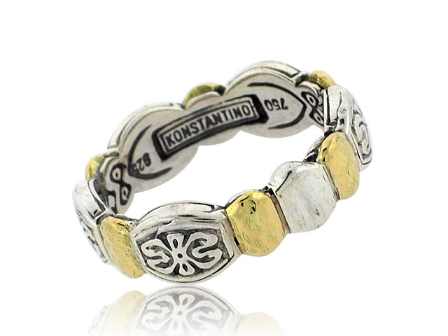 KONSTANTINO STERLING SILVER AND 18K YELLOW GOLD SMALL BAND FROM THE ASPASIA SILVER AND GOLD COLLECTION