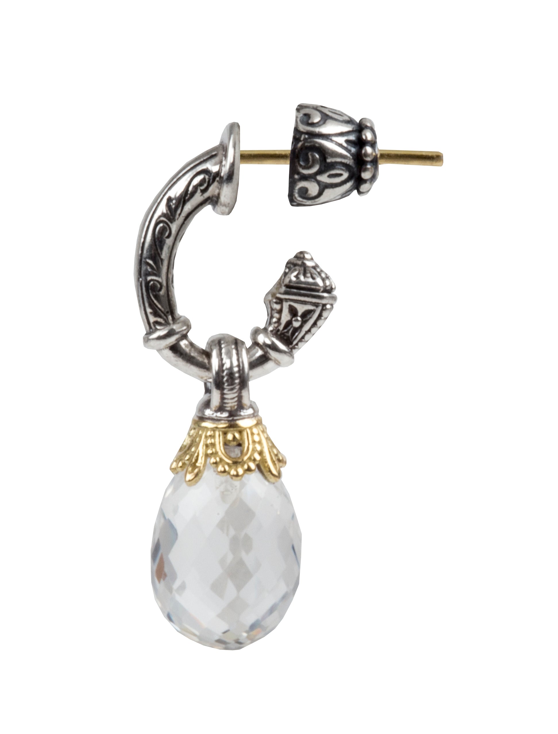 KONSTANTINO STERLING SILVER AND 18K YELLOW GOLD CRYSTAL EARRINGS FROM THE PYTHIA COLLECTION
