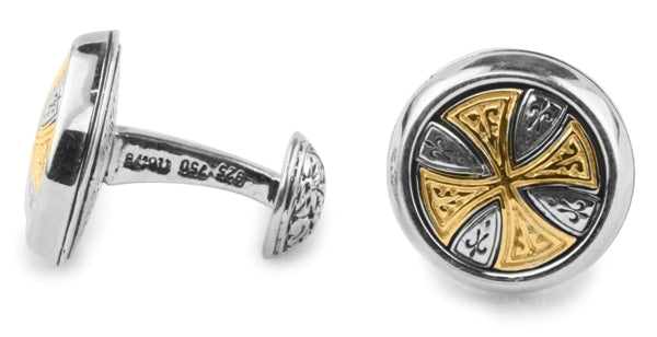 KONSTANTINO STERLING SILVER & 18K GOLD CUFFLINKS FROM THE SILVER & GOLD COLLECTION