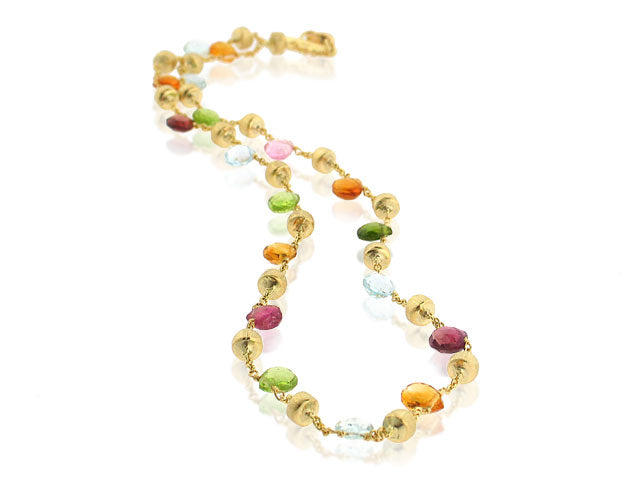 MARCO BICEGO 18K YELLOW GOLD MIXED STONE 18" INCH LONG NECKLACE FROM THE PARADISE COLLECTION