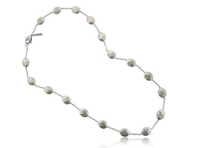 MARCO BICEGO 18K WHITE GOLD LARGE BEAD 16" INCH LONG NECKLACE FROM THE SIVIGLIA COLLECTION