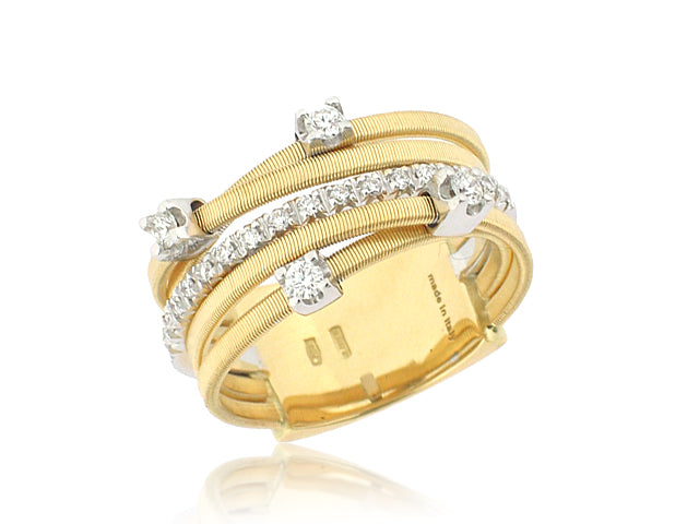 MARCO BICEGO 18K YELLOW AND WHITE GOLD 0.25CT VS/G DIAMOND 5 ROW RING FROM THE GOA COLLECTION