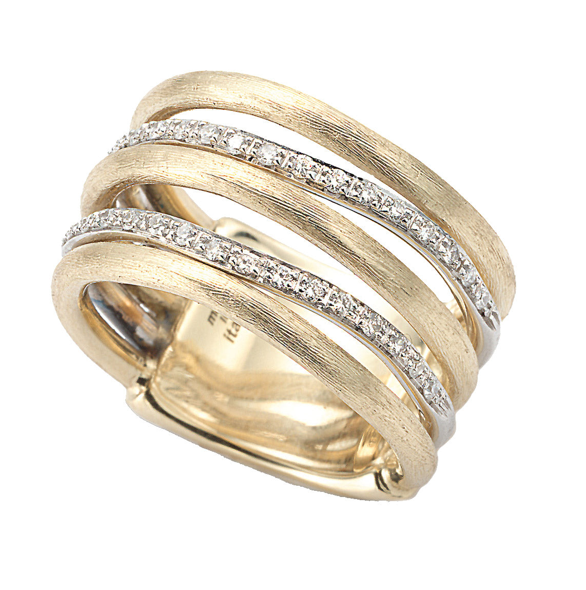 MARCO BICEGO 18K YELLOW AND WHITE GOLD 0.26CT VS/G WIDE DIAMOND RING FROM THE JAIPUR COLLECTION