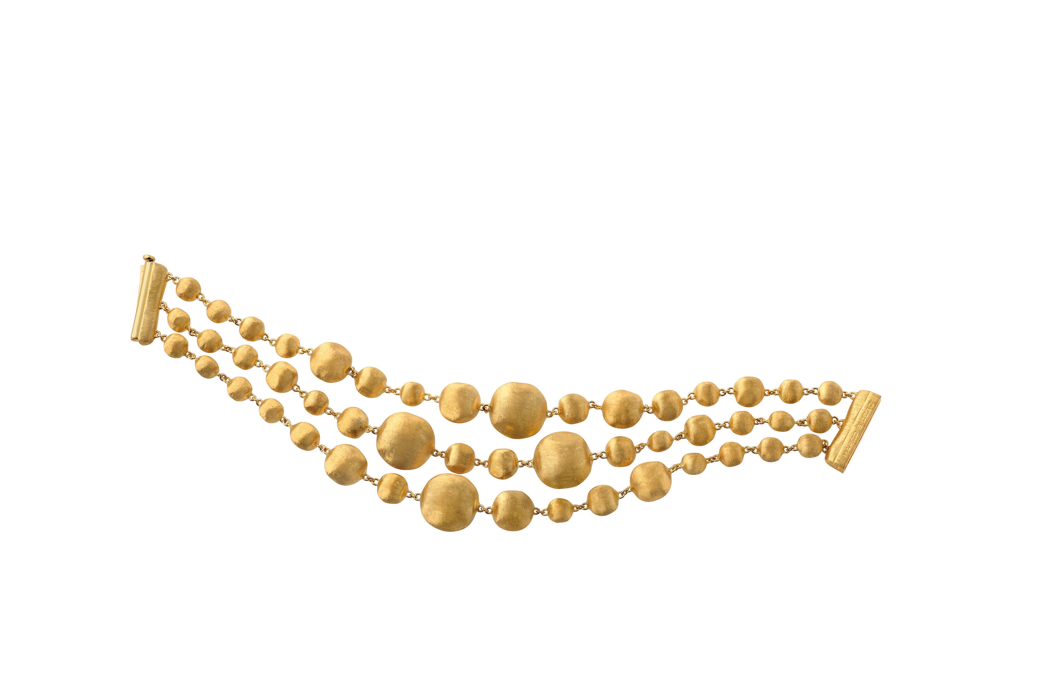 MARCO BICEGO 18K YELLOW GOLD 3 ROW BEADED BRACELET FROM THE AFRICA COLLECTION