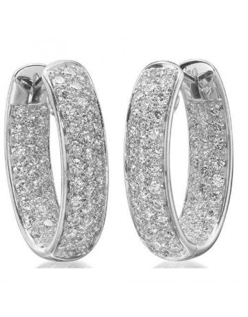 MEMOIRE 18K WHITE GOLD 2.54CT SI/G-H DIAMOND PAVE HOOP EARRINGS FROM THE PAVE' COLLECTION