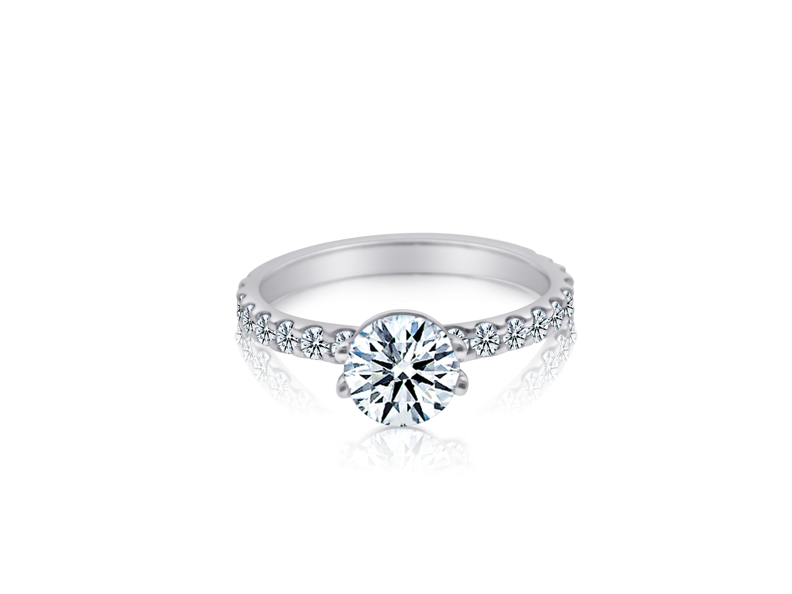 MEMOIRE 18K WHITE GOLD 0.77CT DIAMOND ENGAGEMENT RING MOUNTING (CENTER STONE SOLD SEPARATELY) FROM THE PETITE PRONG COLLECTION