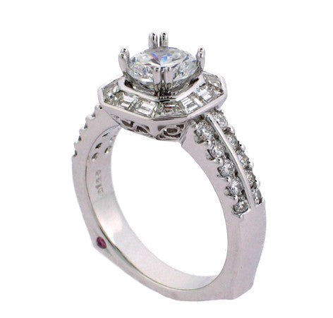 MULLOYS 18K WHITE GOLD 1.26CT VS/G DIAMOND ENGAGEMENT RING MOUNTING (CENTER STONE SOLD SEPARATELY) FROM THE SIGNATURE COLLECTION
