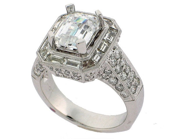 MULLOYS 18K WHITE GOLD 2.40CT VS/G DIAMOND ENGAGEMENT RING (CENTER STONE SOLD SEPARATELY) FROM THE SIGNATURE COLLECTION