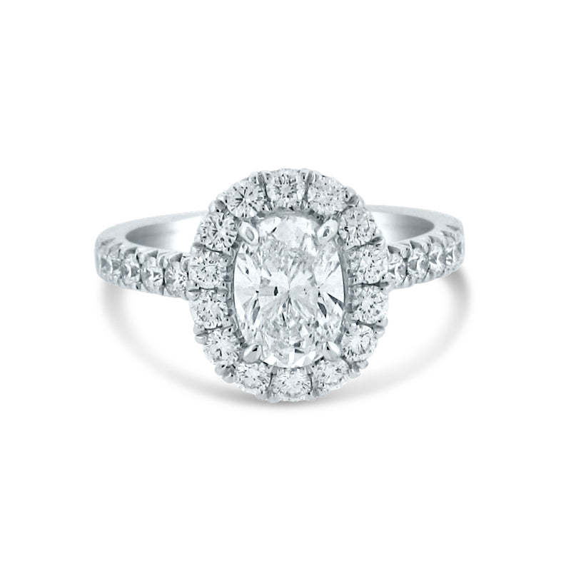 PRIVE 18K WHITE GOLD 1.30CT OVAL ENGAGMENT RING WITH 0.80CT ACCENTING DIAMONDS