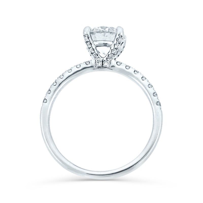 PRIVE' 18K WHITE GOLD 1.51CT ROUND ENGAGMENT RING WITH 0.28CT