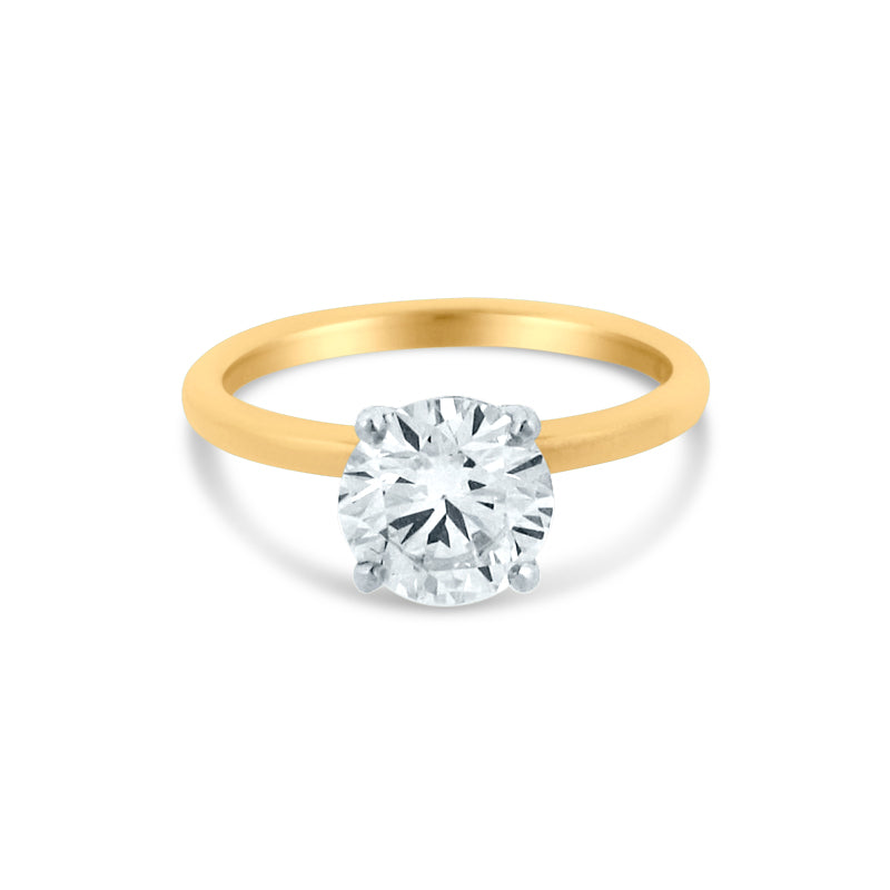 PRIVE 18K YELLOW & WHITE GOLD 1.73CT ROUND ENGAGMENT RING WITH 0.10CT ACCENTING STONES