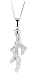 SILVER RHODIUM PLATED CUBIC ZIRCONIA CORAL BRANCH PENDANT