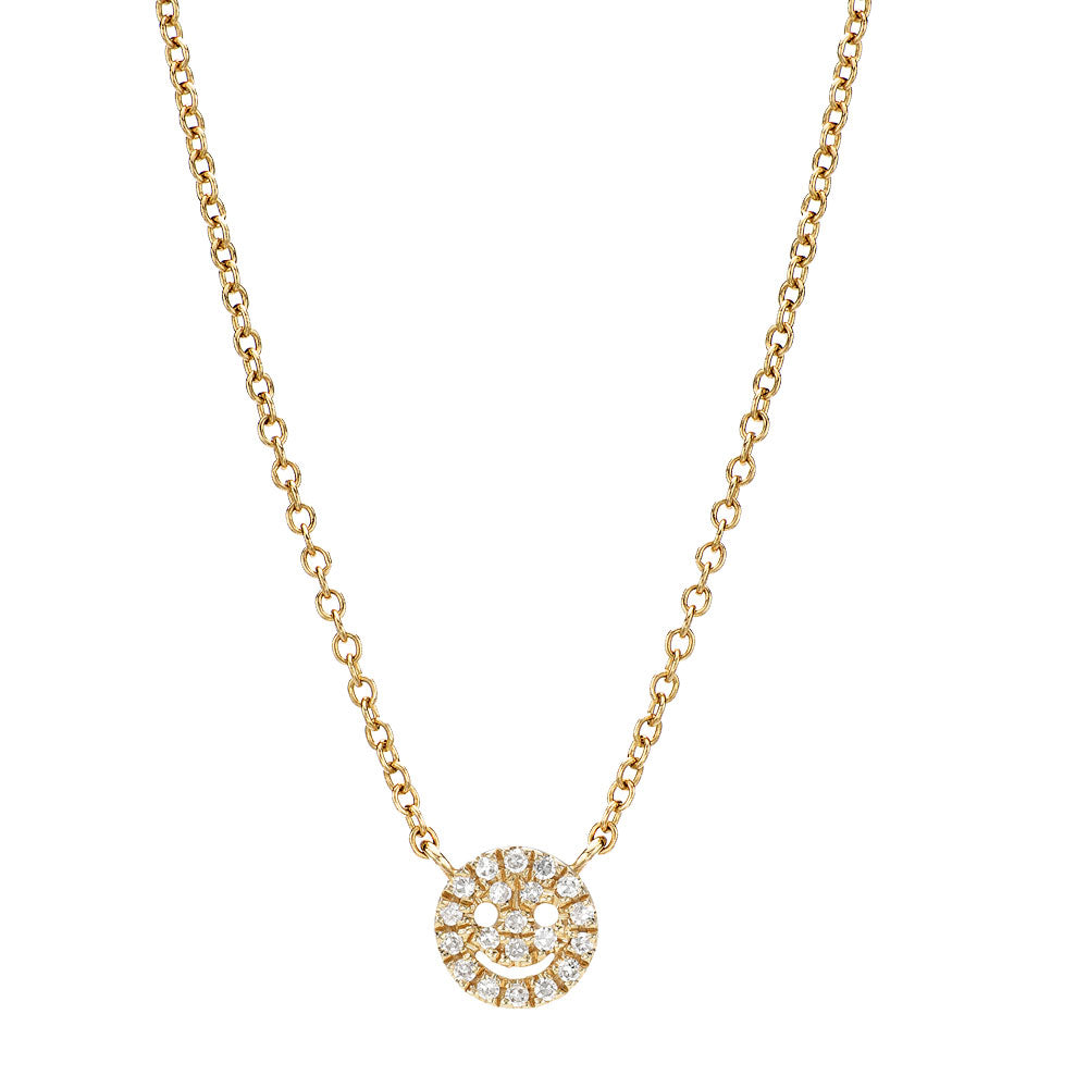 LIVEN 14KY GOLD & 0.05CT DIAMOND SMILEY NECKLACE