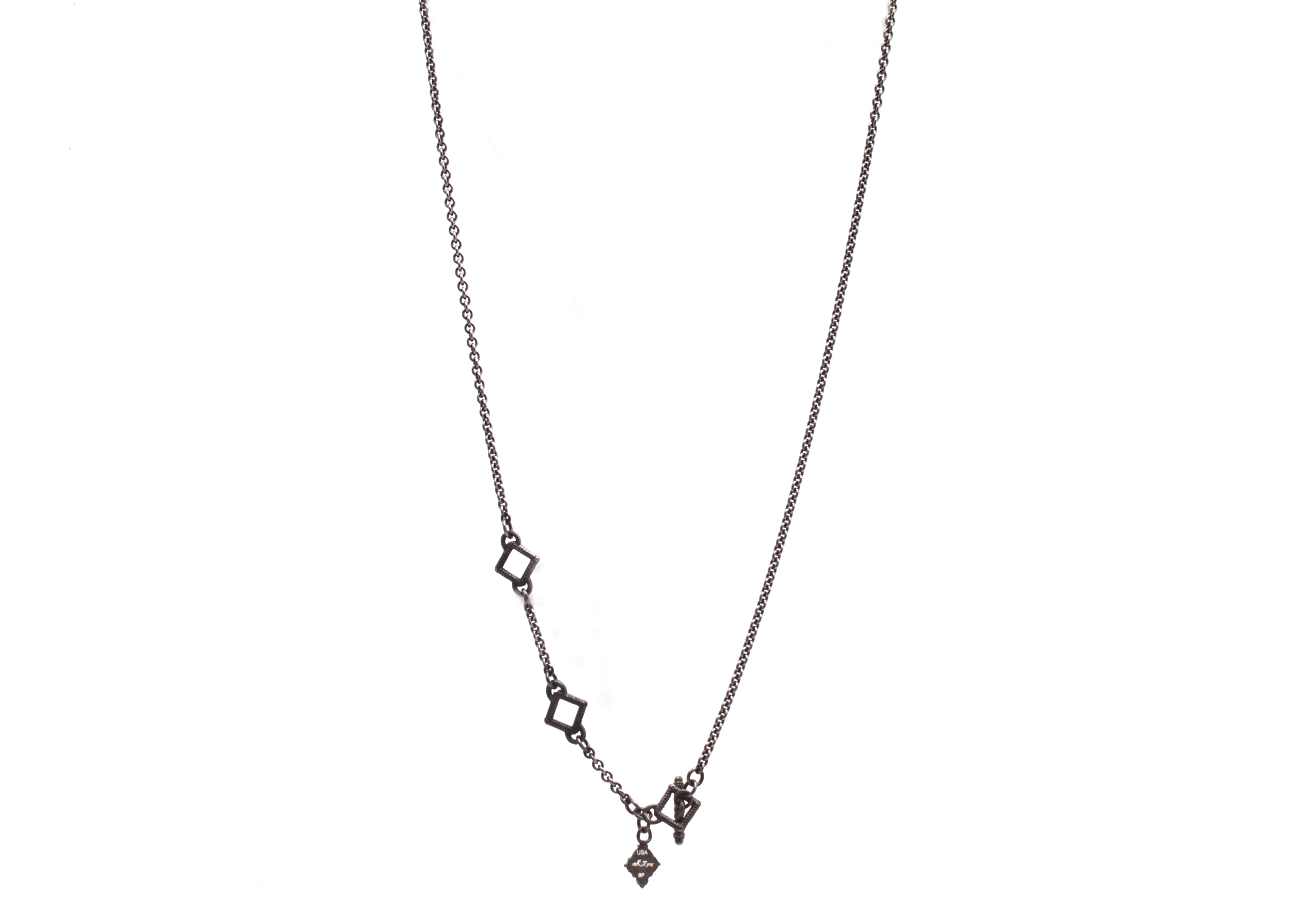 ARMENTA DARKENED STERLING SILVER & 18K YELLOW GOLD OLD WORLD CHAIN WITH 0.02CT DIAMOND ACCENTS