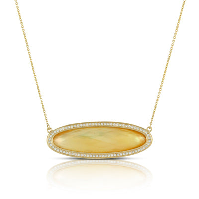 Doves Citrine/White Mother of Pearl Necklace
