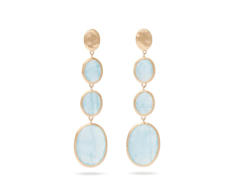 18K YELLOW GOLD AQUAMARINE FOUR DROP EARRINGS