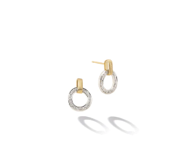 Jaipur Link Collection 18K Yellow & White Gold Flat-Link Diamond Studs