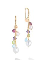 Paradise Collection 18K Yellow Gold Mixed Gemstone and Pearl Medium Drop Earrings