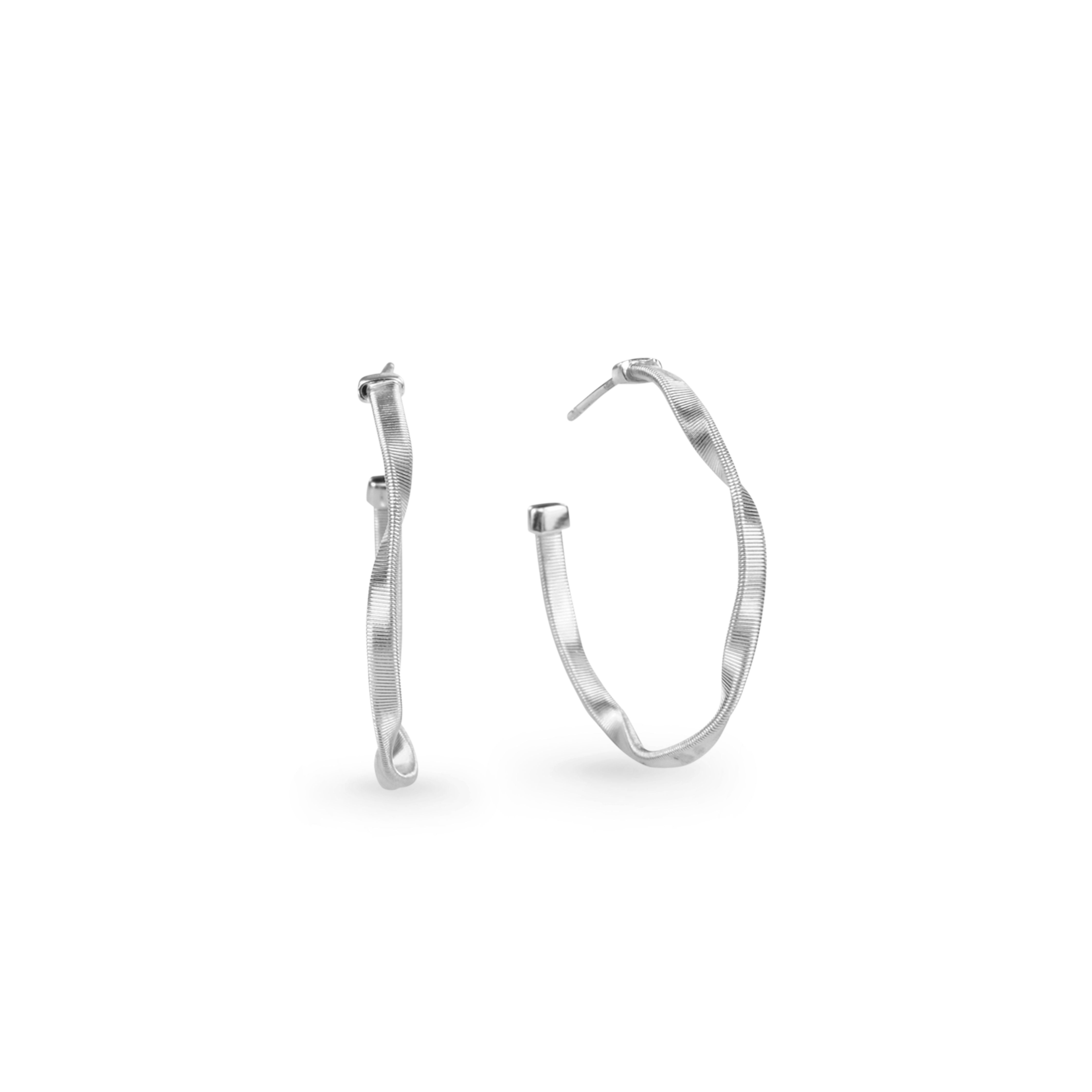 MARCO BICEGO 18K WHITE GOLD MEDIUM HOOP EARRINGS FROM THE MARRAKESH COLLECTION