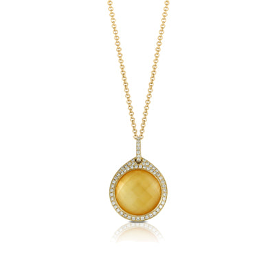 Doves Citrine/White Mother of Pearl Pendant